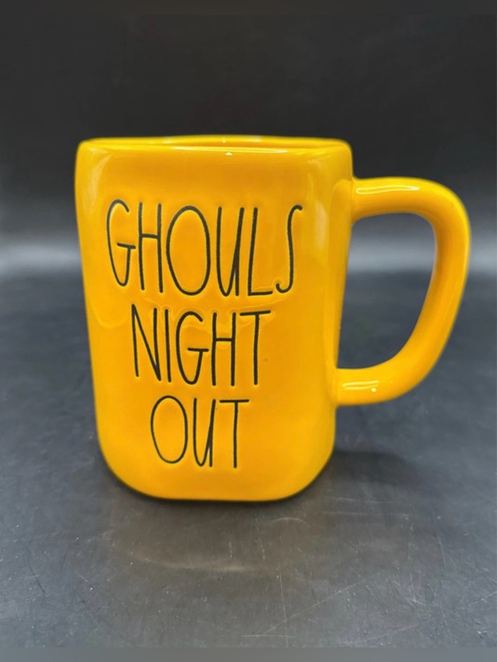 Rae Dunn Halloween “Ghouls Night Out” Mustard Yellow Coffee Mug